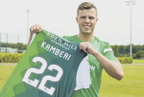  ??  ?? 0 Florian Kamberi is sticking with the No 22 shirt after his impressive form last season earned him a permanent move to Hibs.