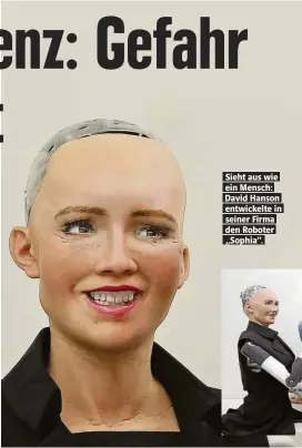  ??  ?? Sieht aus wie ein Mensch: David Hanson entwickelt­e in seiner Firma den Roboter „Sophia“.