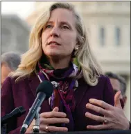  ?? (AP Photo/Jacquelyn Martin) ?? Rep. Abigail Spanberger, D-Va., speaks during a news conference with the Problem Solvers Caucus about the expected passage of the emergency covid-19 relief bill.