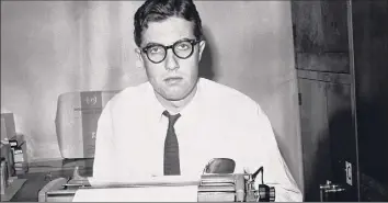  ?? Bettmann Archive ?? Photo of UPI reporter Neil Sheehan seated at his typewriter. Sheehan, who broke the story on the Pentagon Papers for The New York Times, died Thursday at the age of 84.