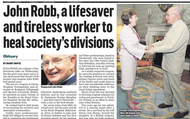  ??  ?? Former Irish President Mary McAleese with John Robb in 2008