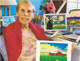  ?? SCOTT BARNETT ?? Patricia Barnett, 95, set up a painting studio in her assisted living facility but no longer can afford to live there. She produces a painting every eight to 10 days.