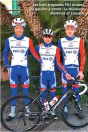  ??  ?? Les trois stagiaires FDJ Juniors. De gauche à droite: Le Huitouze, Martinez et Lesueur.