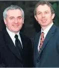  ??  ?? Former PM Tony Blair with Bertie Ahern, then Taoiseach in 1998