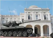  ?? ?? a historic Singapore armed Forces tank on display at the national Museum lawn in Singapore.