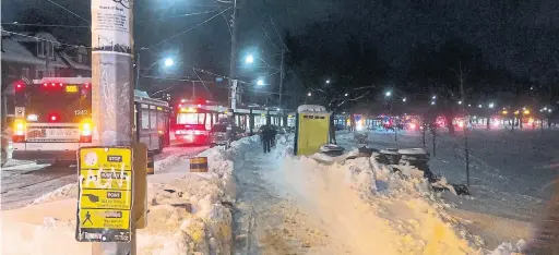  ?? @GIULIO_PLANS TWITTER ?? At least 10 streetcars and buses were backed up on Broadview Ave. because the driver of a dark SUV parked too close to the tracks.