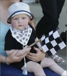  ??  ?? Newtown United supporter Mason Lee enjoying the Jim McLaughlin Premier Trophy final in Shamrock Park, Rathnew.