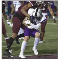  ?? (Photo courtesy University of Central Arkansas) ?? Mitchell Perkinson, here making a touchdown reception in the second quarter Saturday against Missouri State, was a secondary receiver who stepped up to help the Bears pull out a 33-24 victory.