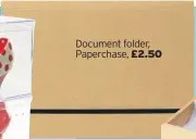  ??  ?? Document folder, Paperchase, £2.50
Clear shoebox, theholding­company.co.uk, £12.95
Jewellery tray, Ikea, £9