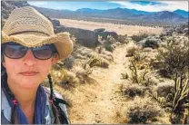  ?? COURTESY OF TRIXIE TURNBLATT ?? Trixie Turnblatt on a well-defined portion of the trail entering Blair Valley in Anza-borrego Desert State Park.