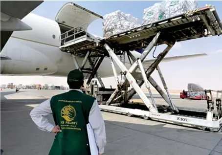  ?? SPA ?? An airplane left Riyadh on Wednesday to Algeria after being loaded with various food and shelter items, medicines and medical supplies.