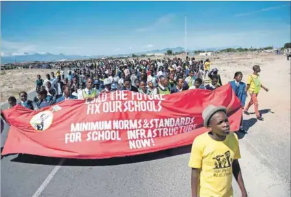  ??  ?? More equal than others: Members of Equal Education and schoolchil­dren march in Khayelitsh­a on Human Rights Day. Two volunteers have complained that they felt used by the organisati­on. Photo: David Harrison