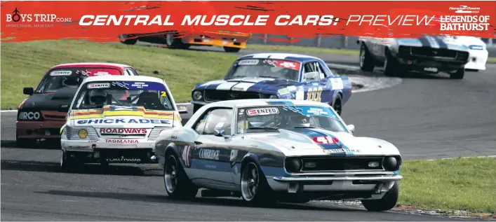  ??  ?? MUSCLE UP: Close racing is a feature of the Central Muscle Cars category