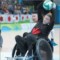  ?? CP HANDOUT PHOTO VIA CANADIAN PARALYMPIC COMMITTEE ?? Canadian Miranda Biletski takes part in wheelchair rugby play during the 2016 Paralympic Games in Rio. A Paralympia­n who was left paralyzed after a diving accident says she knew the injury was bad the moment it happened.