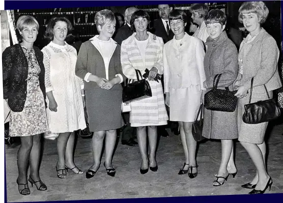  ??  ?? 1966 team picture: From left, Alan Ball’s then fiancee, Lesley, Geoff Hurst’s wife Judith, Nobby Stiles’s wife Kay, Bobby Charlton’s wife Norma, Ray Wilson’s wife Pat, Terry Paine’s wife Carol and Gordon Banks’s wife Ursula