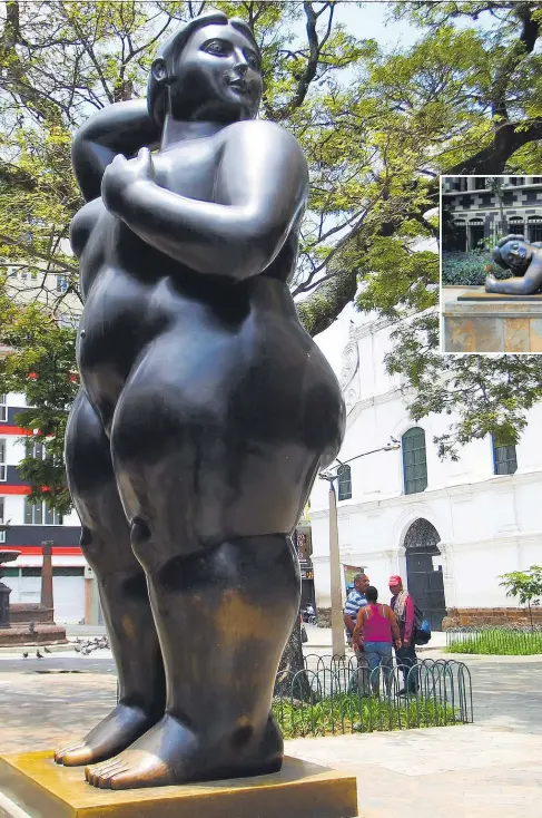  ?? FOTOS: ESNEYDER GUTIÉRREZ Y ARCHIVO ADN ?? Botero datal Medellín distintas esculturas que se exhiben en zonas icónicas como la Plaza Botero o el parque San Antonio.
Es imposible no reconocer, a lo lejos, cualquiera de las pinturas o esculturas que llevan el sello del maestro antioqueño que por 71 años ha permanecid­o vigente.