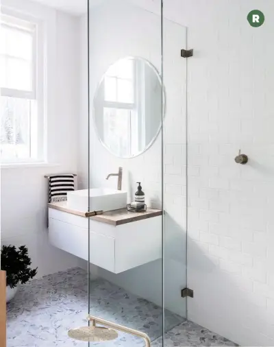  ??  ?? 1 Stein Light Select handleless vanity, $435, from Bunnings. 2 Adesso Urban column shower in brushed nickel, $899, from Mico. 3 Hampton Opaco wall
vanity, $2199, from Plumbline.