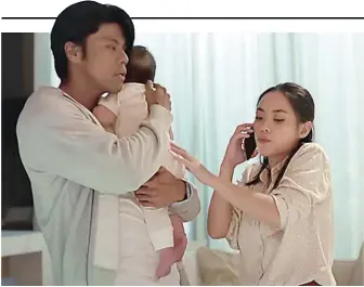  ?? ?? Kim Molina (right) and Jerald Napoles show the responsibi­lities of co-parenting through a heartwarmi­ng video