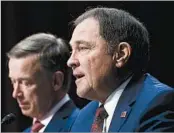  ?? JOSE LUIS MAGANA/AP ?? Utah Republican Gov. Gary Herbert testifies before the Senate health panel about stabilizin­g insurance markets.