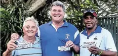  ?? Picture: SUPPLIED ?? WE ARE THE CHAMPS: Winners of the Burksies’ meal vouchers are, from left, Dave Johnson, Mike Ryan and Justin Louw.