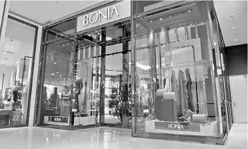  ??  ?? Bonia’s lacklustre financial performanc­e in FY16 were due to the increase in imported merchandis­e costs because of the weak ringgit, the inability to pass on costs to consumers due to weak spending and sharp discounts on prices of selected products.