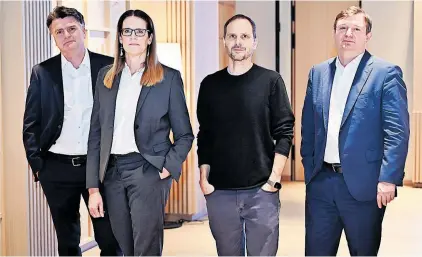  ?? [ Clemens Fabry ] ?? Vor der Wahl wurde das neue Team der Chefredakt­ion im Newsroom der „Presse“kritisch befragt. Von links nach rechts: Christian Ultsch, Hanna Kordik, Florian Asamer, Gerhard Hofer.