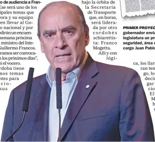  ?? ?? FRANCOS. Desde la administra­ción Llaryora consideran clave una reunión con el ministro del Interior de Milei para el transcurso de esta semana.