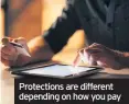  ??  ?? Protection­s are different depending on how you pay