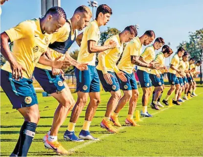  ?? CORTESÍA CLUB AMÉRICA ?? Los jugadores de las Águilas en un entrenamie­nto.