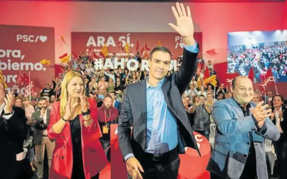  ?? Foto: Marc González Aloma ?? Pedro Sánchez, durante un mitin de la campaña electoral del PSC en 2019.