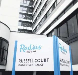  ?? PETER MORRISON ?? Residents of Radius Housing at Russell Court on the Lisburn Road in Belfast have been told that they will be moved from the tower block within 28 days due to concerns about fire safety. However, many say they are uncertain about where they will be...