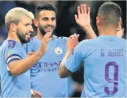  ??  ?? POWER SERG
Aguero celebrates firing home for City