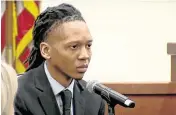  ?? POOL ?? Timothy Simpkins testifies during the punishment phase of his trial on July 24, 2023, in Fort Worth. Simpkins was found guilty of attempted capital murder in the 2021 shooting at Timberview High in Arlington.