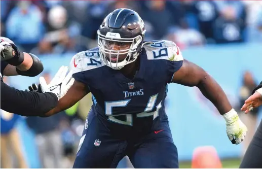  ?? JOHN AMIS/AP ?? In nabbing right guard Nate Davis, formerly of the Titans, for three years and $30 million Monday, the Bears kicked off a new era for their offensive line.