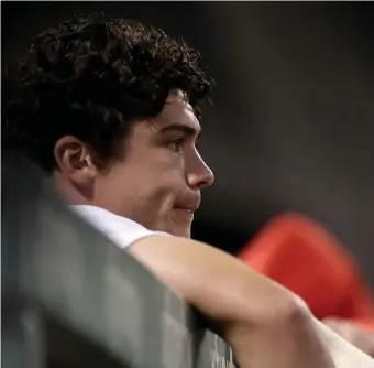  ?? NANCY LANE / HERALD STAFF FILE ?? TAKING A BREAK: Bobby Dalbec watches from the dugout during the ninth inning against the Yankees on Sunday. He’s being benched in favor of Kyle Schwarber.