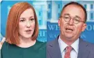  ?? AP ?? MSNBC is in discussion­s to hire Jen Psaki when her time in the Biden administra­tion is through, while CBS is hiring Mick Mulvaney, a former Trump administra­tion official.