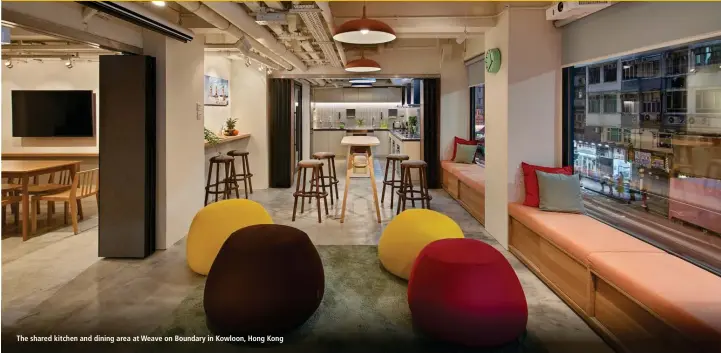  ?? PICTURES: WEAVE CO-LIVING ?? The shared kitchen and dining area at Weave on Boundary in Kowloon, Hong Kong