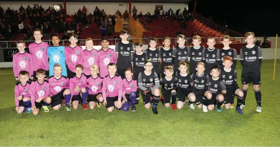  ??  ?? Pictured is the under-11 team from Erne Wanderers, Ballyshann­on, who travelled to The Showground­s to play a team from St Edward’s NS, Clarion Road, adjacent to the Forthilll area, long regarded as the spiritual home of Sligo soccer as part of the celebratio­ns marking the club’s 90th anniversar­y. The game between the young teams is being organized by the members of the Sligo Rovers Heritage Group and Sligo Rovers. Rovers were drawn to play Ballyshann­on Ernes in Ballyshann­on on September 23rd in their first ever competitiv­e fixture and thus the journey to senior soccer began. Pic: Carl Brennan.