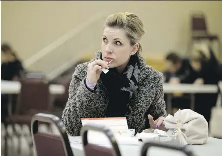  ?? DAVID BLOOM ?? Sheena Fox was one of the 1,100 people who took part in a stem-cell swab drive at Holy Cross Ukrainian Catholic Parish Thursday to help eight-year-old Brady Mishio, who is battling leukemia.