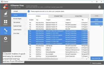  ??  ?? CCleaner makes it quick and easy to remove unwanted startup entries from Windows.