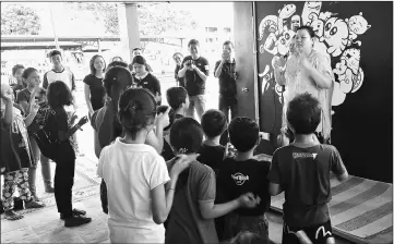  ??  ?? The children enjoy themselves during the ‘Clean Ourselves Doo Doo’ session.