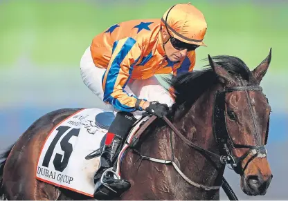  ?? Picture: Getty Images. ?? Colm O’Donoghue is in the saddle again today, riding Torcedor in the Dubai Golden Mile.