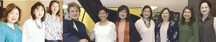  ??  ?? Rita Dy, Carol Sy, Lizette Cojuangco Cabinet spouses Kristine Dino, Betty Medialdea, Edith Lorenzana, Neny Pernia, Malou Lopez, Mylah Roque, Frannie Jacinto