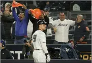  ?? SETH WENIG — THE ASSOCIATED PRESS ?? New York Yankees right fielder Aaron Judge (99) walks off the field after grounding out to the Houston Astros to end Game 4 of an American League Championsh­ip baseball series, Oct. 24, in New York.