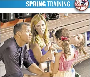  ?? AP ?? Alex Rodriguez with former wife Cynthia and daughters Natasha (second from r.) and Ella.