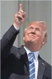  ?? MARK WILSON, GETTY IMAGES ?? President Trump glances at the solar eclipse Aug. 21 without protective glasses.