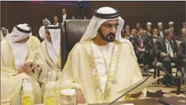  ?? AP PHOTO ?? Sheikh Mohammed bin Rashid Al Maktoum, vice president of the United Arab Emirates and Dubai ruler, attends the summit of the Arab League at the Dead Sea in Jordan.