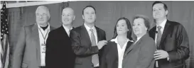  ?? | SUN-TIMES FILES ?? The Ricketts family atWrigley Field in October 2009: (fromleft) Joe Ricketts, Pete Ricketts, Todd Ricketts, LauraRicke­tts, Marlene Ricketts and TomRickett­s.