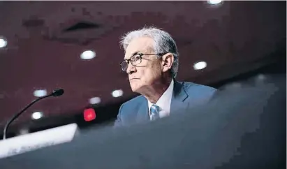  ?? AL DRAGO / BLOOMBERG ?? Jerome Powell, en la compareixe­nça d’ahir al Senat dels Estats Units