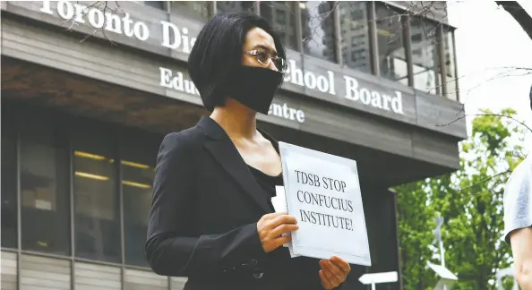  ?? IN THE NAME OF CONFUCIUS , DORIS LIU ?? Sonia Zhao, a former Confucius Institute teacher at Mcmaster University, says she had to sign a contract that excluded Falun Gong practition­ers and was trained to give Beijing’s line if asked by students about Tibet and other sensitive topics.